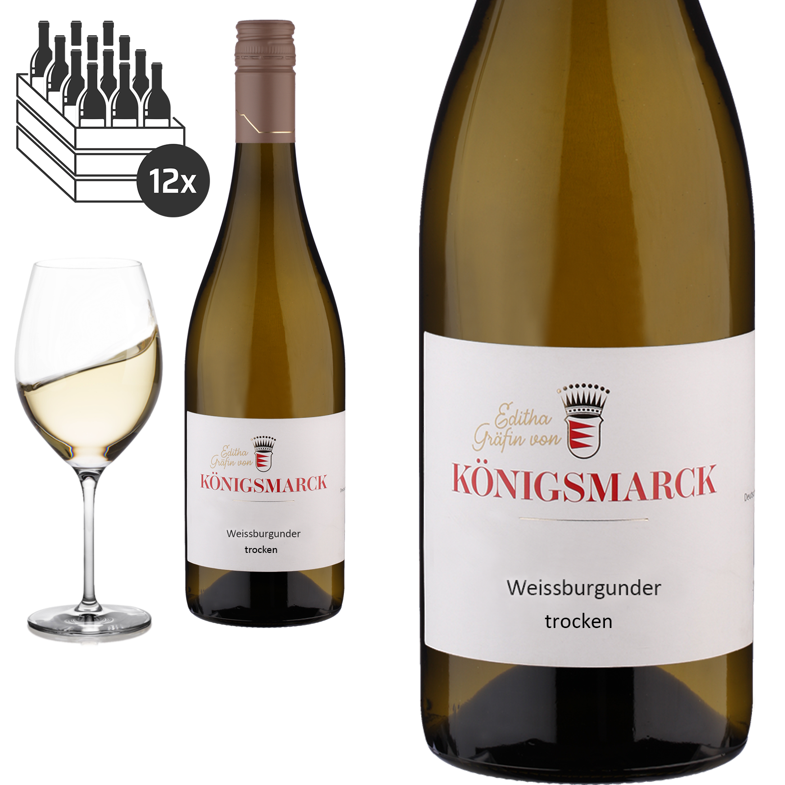 2024 Weissburgunder Pfalz trocken von Editha Gräfin von Königsmarck - Weißwein