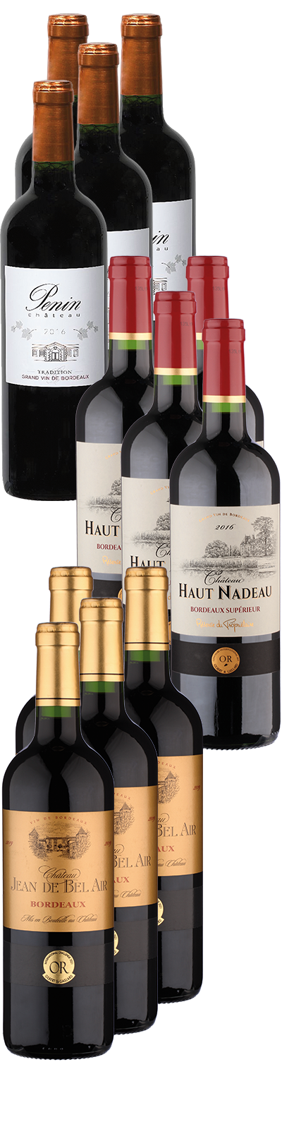 12 Flaschen 3 x Bordeaux Gold prämiiert