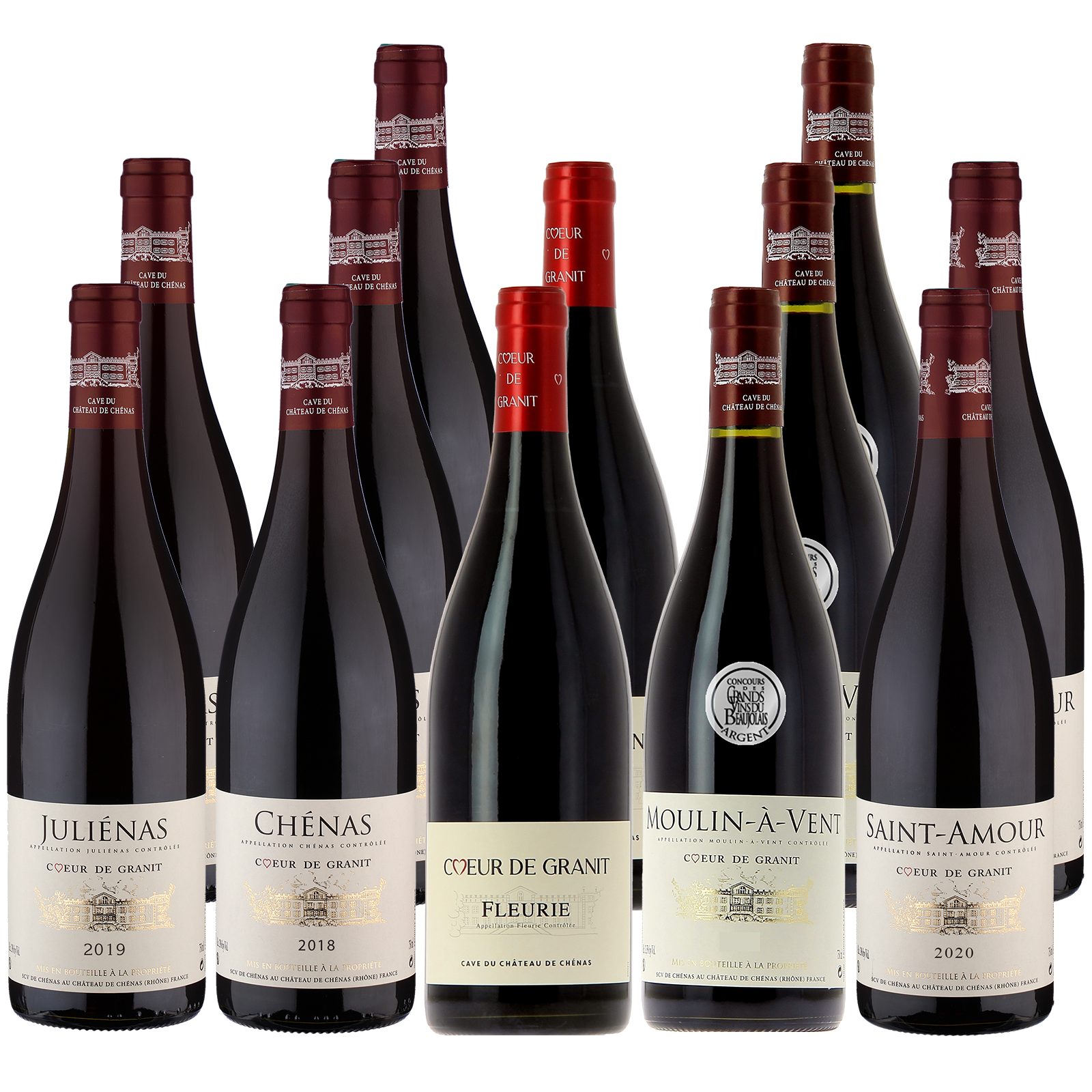 12 Fl.Sparpaket Crus du Beaujolais Cave du von Château de Chénas