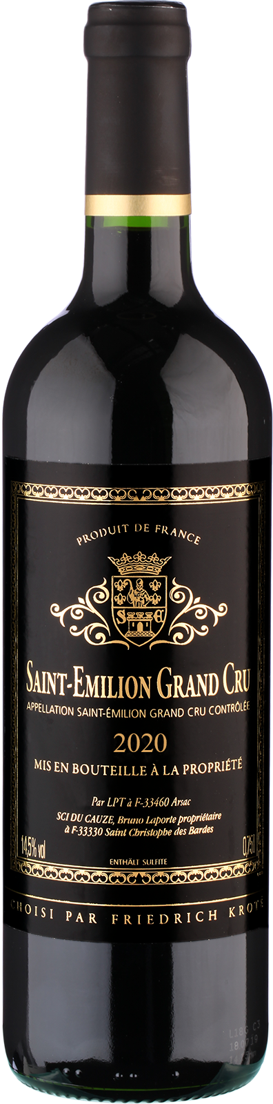 2020 Saint Emilion Grand Cru Etiquette noir - Rotwein
