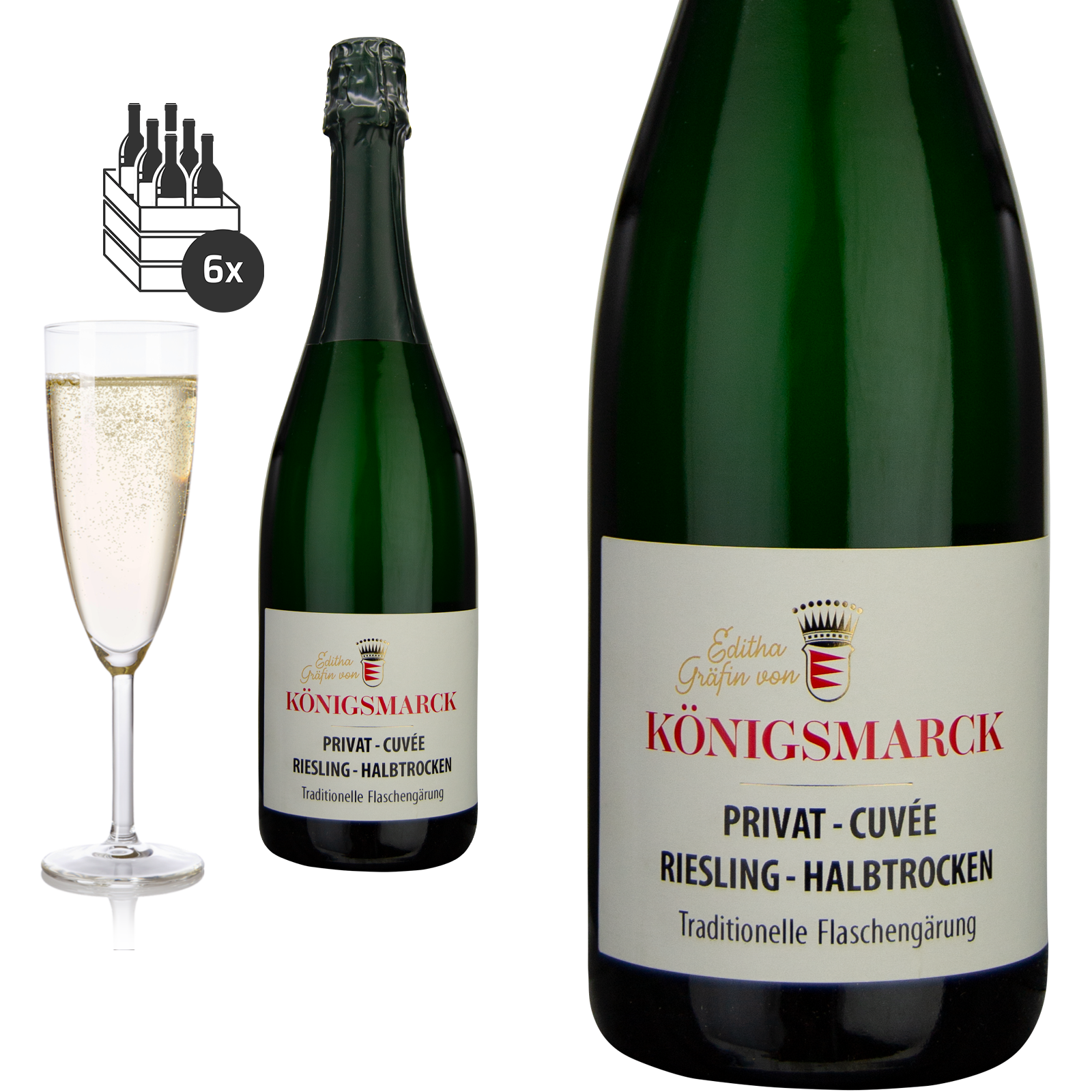 Riesling-Sekt Privat Cuvée halbtrocken Flaschengärung Editha Gräfin von Königsmarck