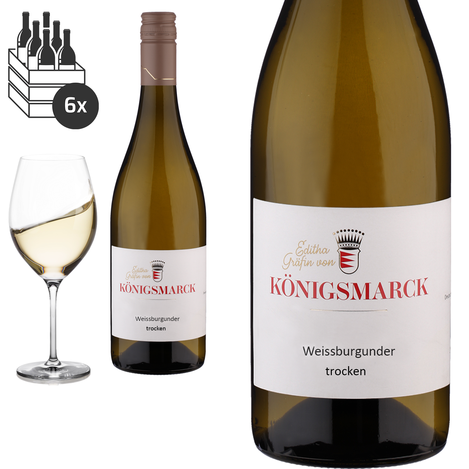 2024 Weissburgunder Pfalz trocken von Editha Gräfin von Königsmarck - Weißwein