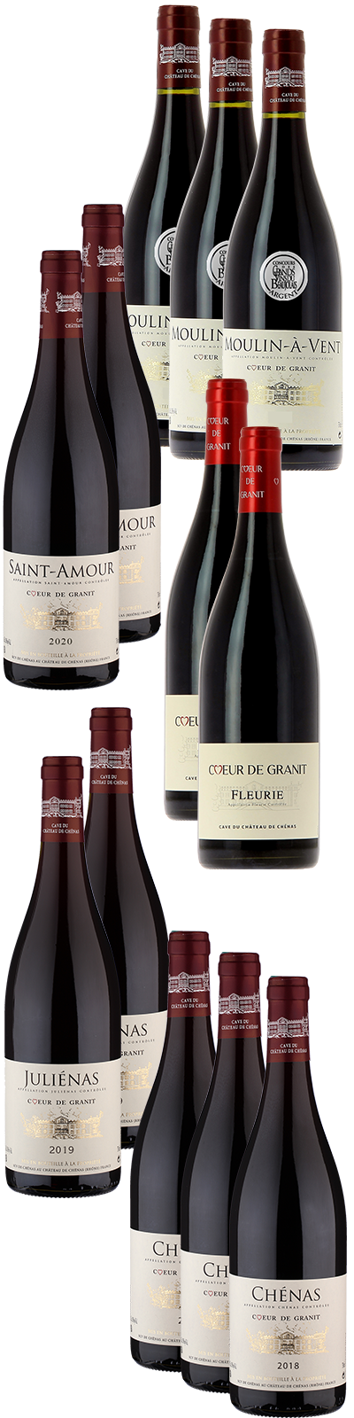 12 Fl.Sparpaket Crus du Beaujolais Cave du von Château de Chénas