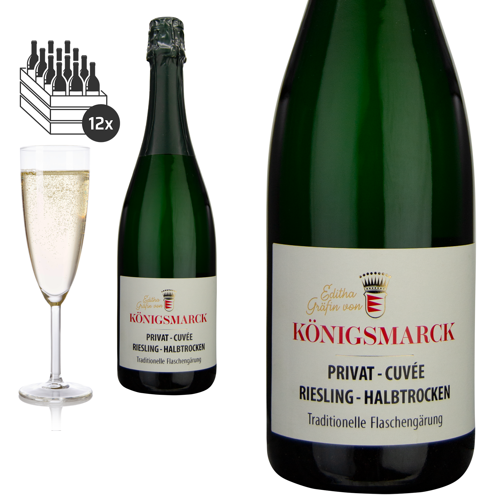 Riesling-Sekt Privat Cuvée halbtrocken Flaschengärung Editha Gräfin von Königsmarck