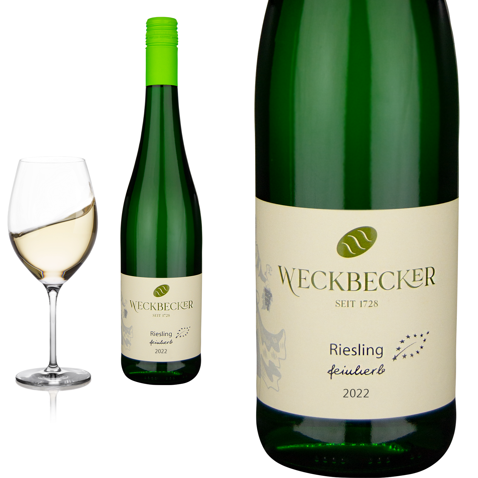 2023 Bio Riesling feinherb Hatzenporter Burg Bischofstein von Weingut Weckbecker - Weißwein