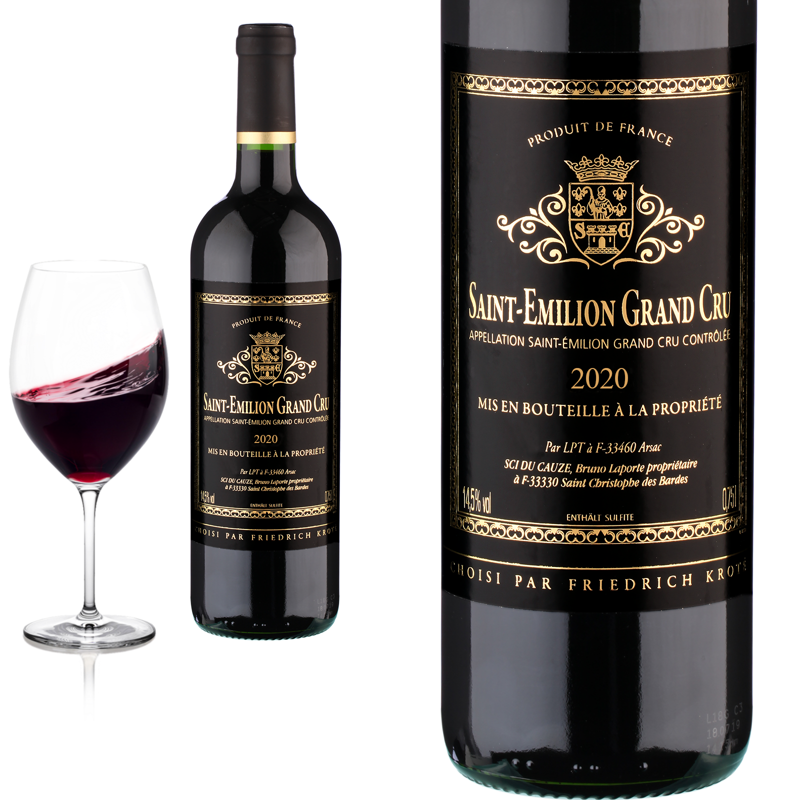 2020 Saint Emilion Grand Cru Etiquette noir - Rotwein