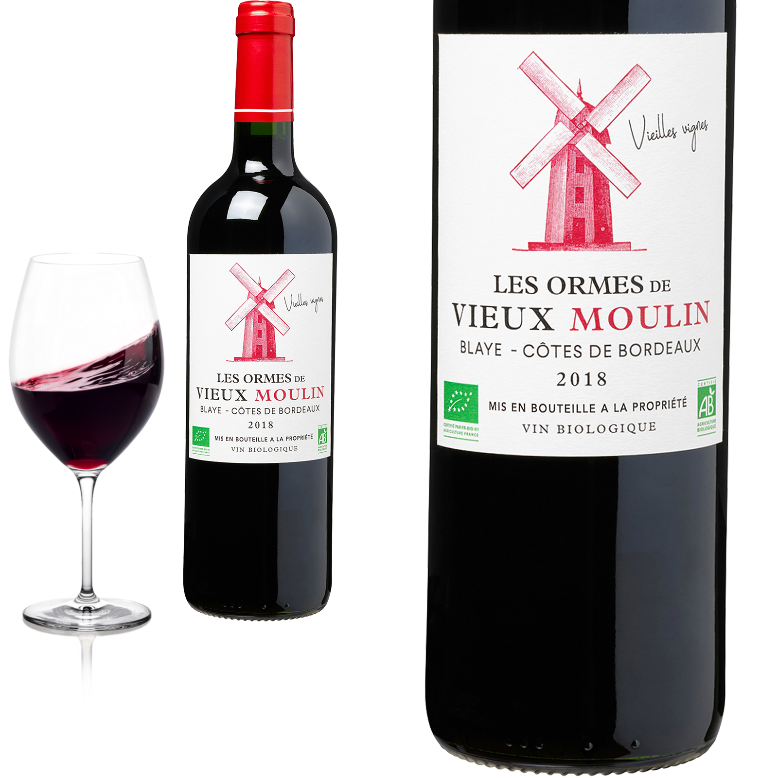 2018 Bio Blaye Côtes de Bordeaux von Les Ormes de Vieux Moulin - Rotwein