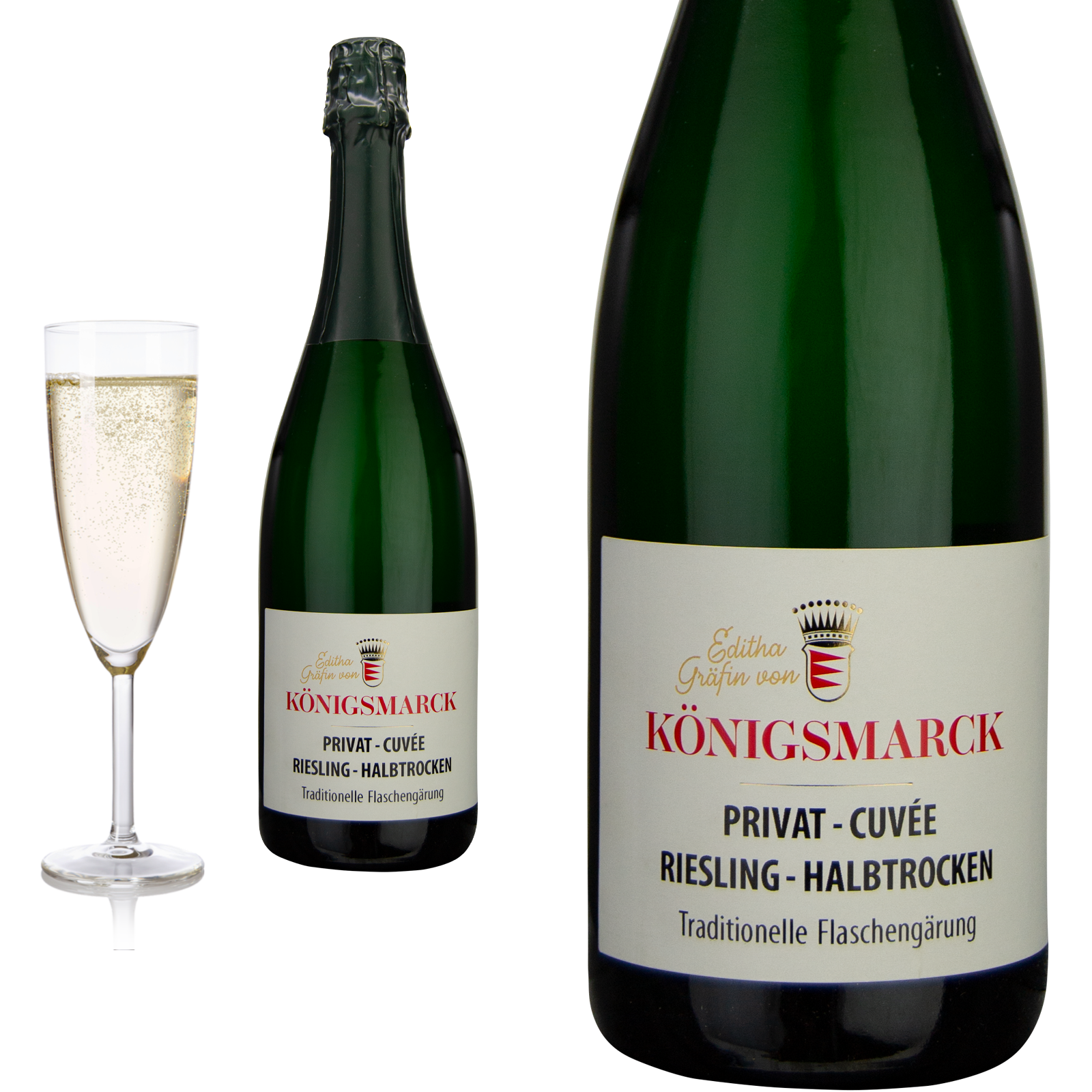 Riesling-Sekt Privat Cuvée halbtrocken Flaschengärung Editha Gräfin von Königsmarck